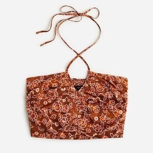 J. Crew | V-neck halter top in vintage vines, Cropped, Size 14 - EUC